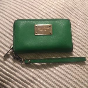 Green Michael Kors wristlet